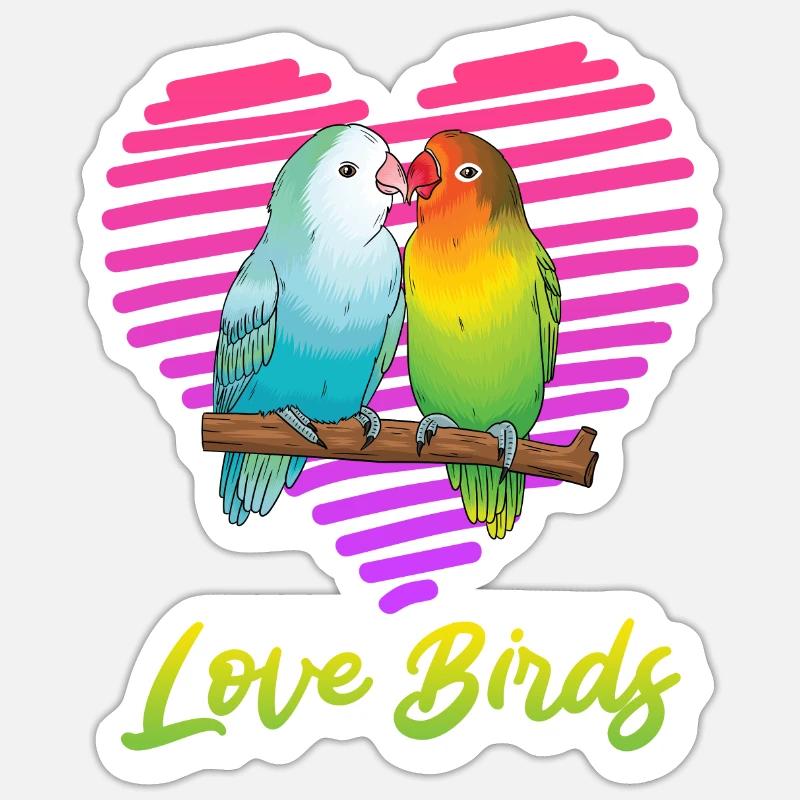 Inséparables Perroquets Amis Oiseaux Amis Oiseaux Sticker taille S (10 x 10 cm)