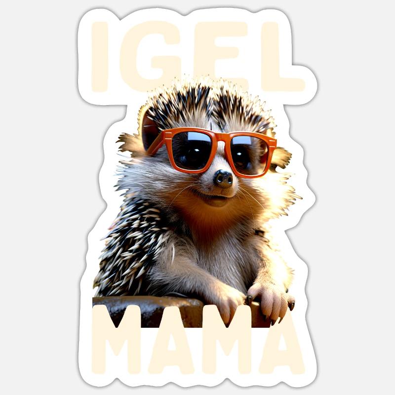 Igel Mama Mom Igelfrau Muttertag Igelmama Igel Mum - Sticker Größe S (10 x 10 cm) - Mattweiß