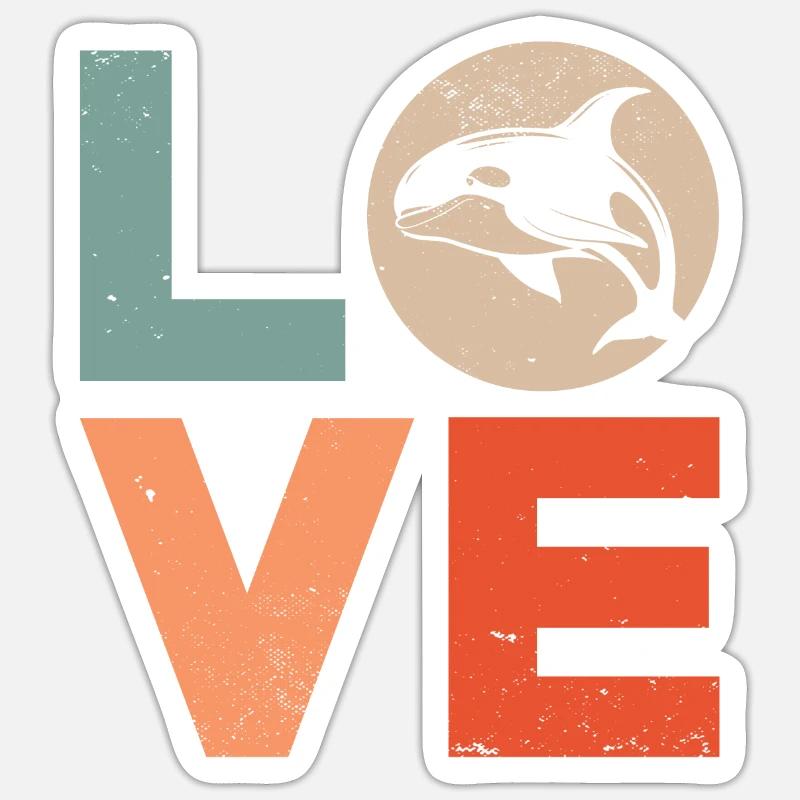 Wal Killerwal Orca Liebe Sticker Größe S (10 x 10 cm)
