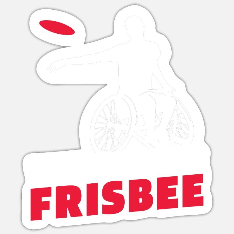Frisbee Rollstuhl - Sticker Größe S (10 x 10 cm) - Mattweiß