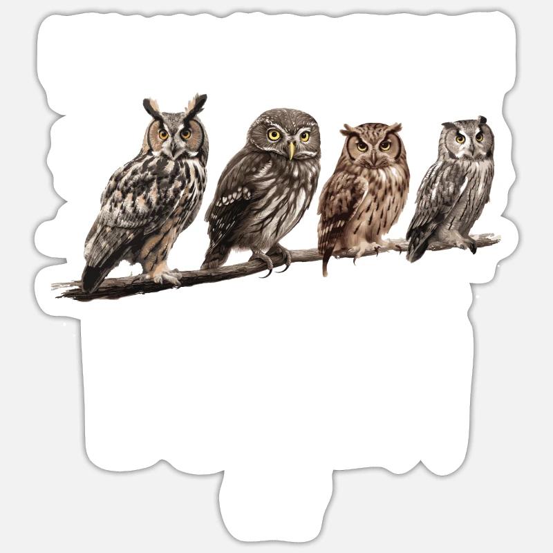Nachteule Eule Eulen Vogel - Sticker Größe S (10 x 10 cm) - Mattweiß