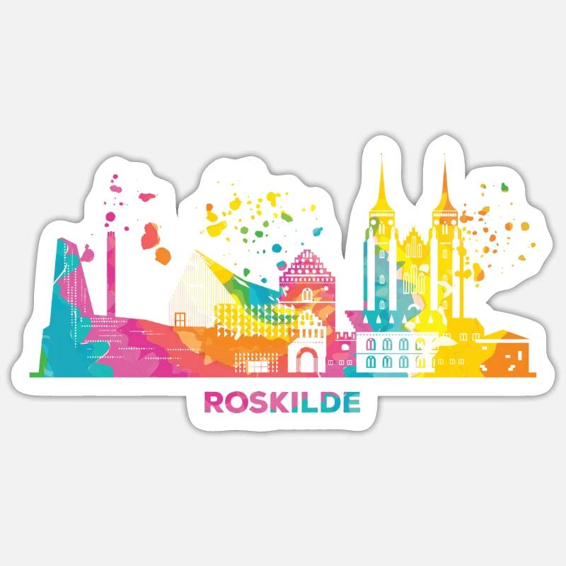 Roskilde Skyline Roskilde Sticker Größe S (10 x 10 cm)