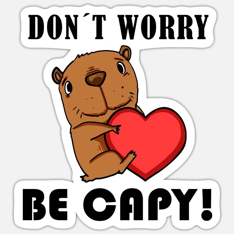 Capybara Capybara Cadeau - Sticker taille S (10 x 10 cm) - blanc mat