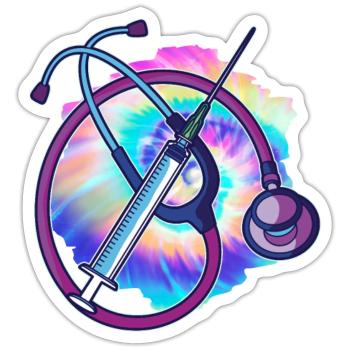 Soins infirmiers autorisés - Sticker taille S (10 x 10 cm) - blanc mat - Devant