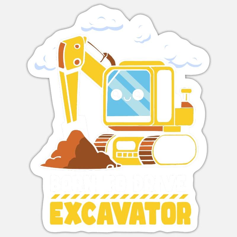 Construction Vehicle Excavator - Sticker size S (10 x 10 cm) - white matte