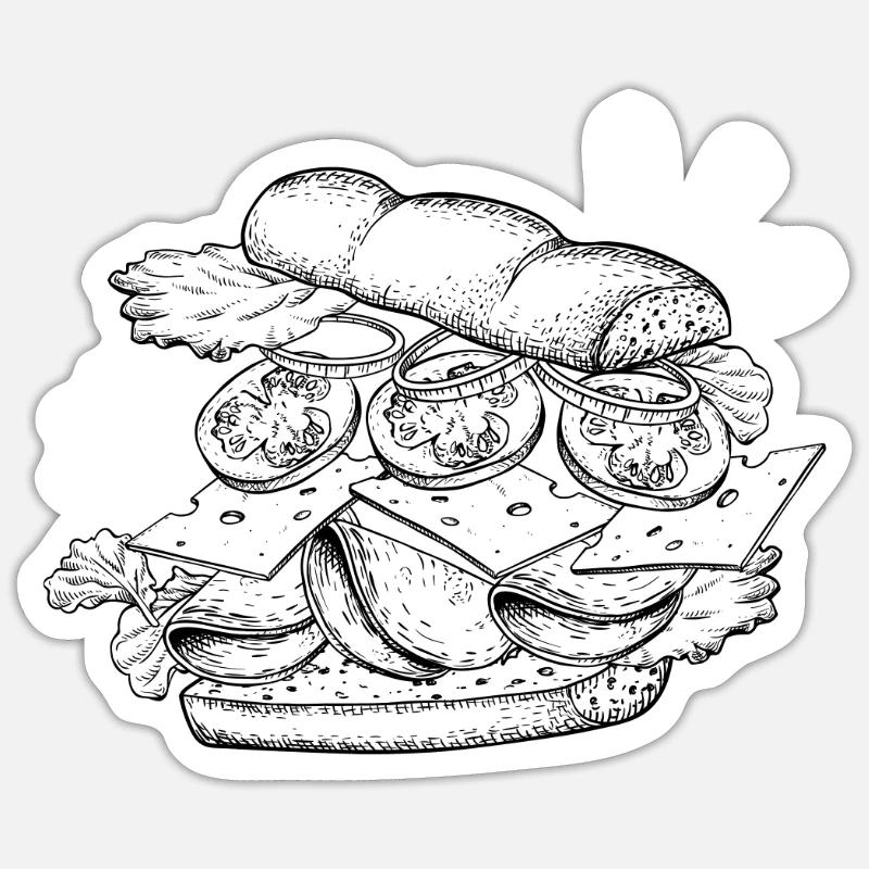 Sandwich Retro Restauration Rapide - Sticker taille S (10 x 10 cm) - blanc mat