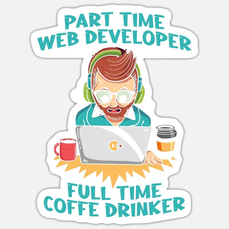 Web Entwickler Webdeveloper Kaffee - Sticker Größe S (10 x 10 cm) - Mattweiß