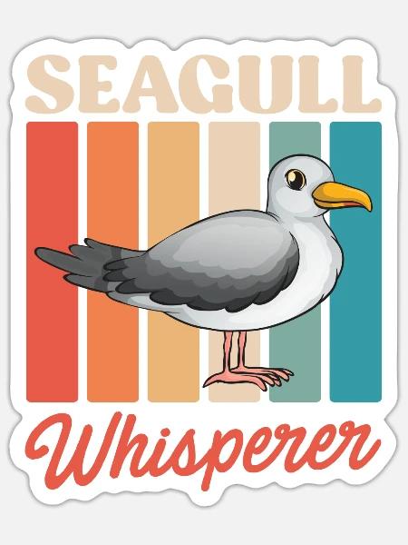 Seagull Whisperer Vogelliebhaber Seevogel - Sticker Größe S (10 x 10 cm) - Mattweiß