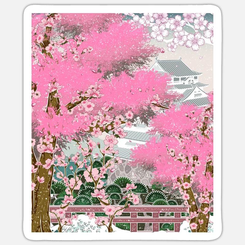 Japan Sakura Tree Gift Japanese Cherry Blossoms - Sticker size S (10 x 10 cm) - white matte