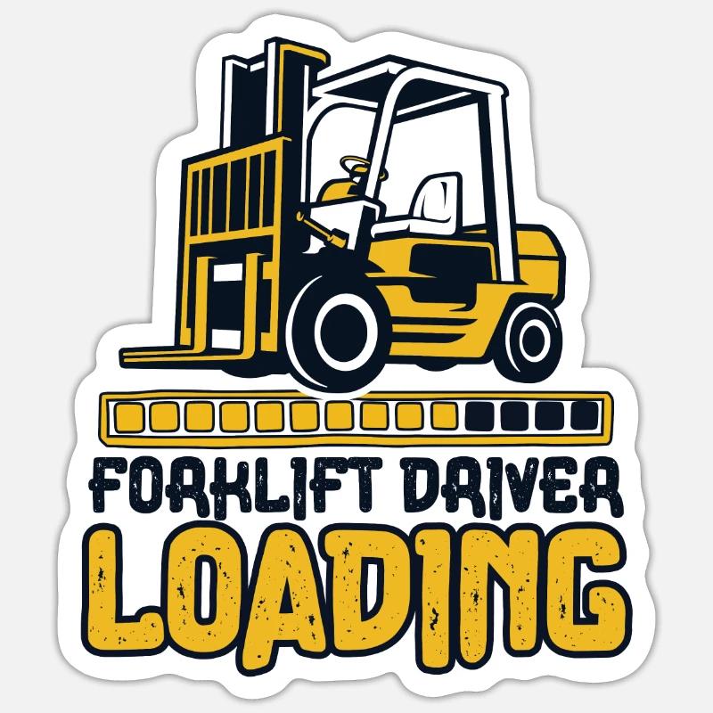 Forklift Driver Loading Gabelstaplerfahrer - Sticker Größe S (10 x 10 cm) - Mattweiß