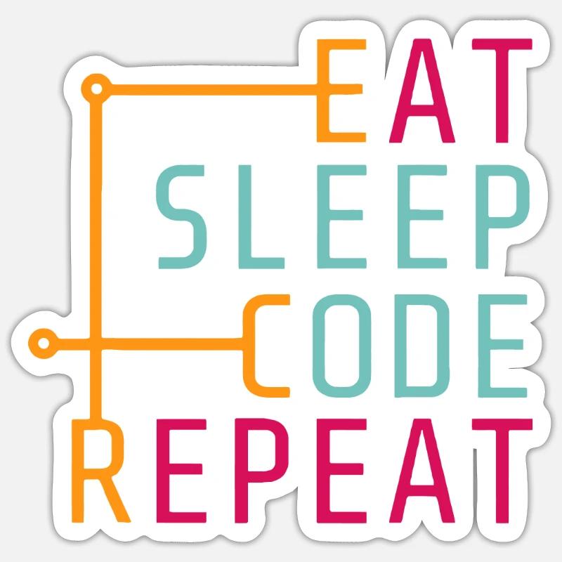 Répétition de code Eat Sleep - Coder Developer Computer Sticker taille S (10 x 10 cm)