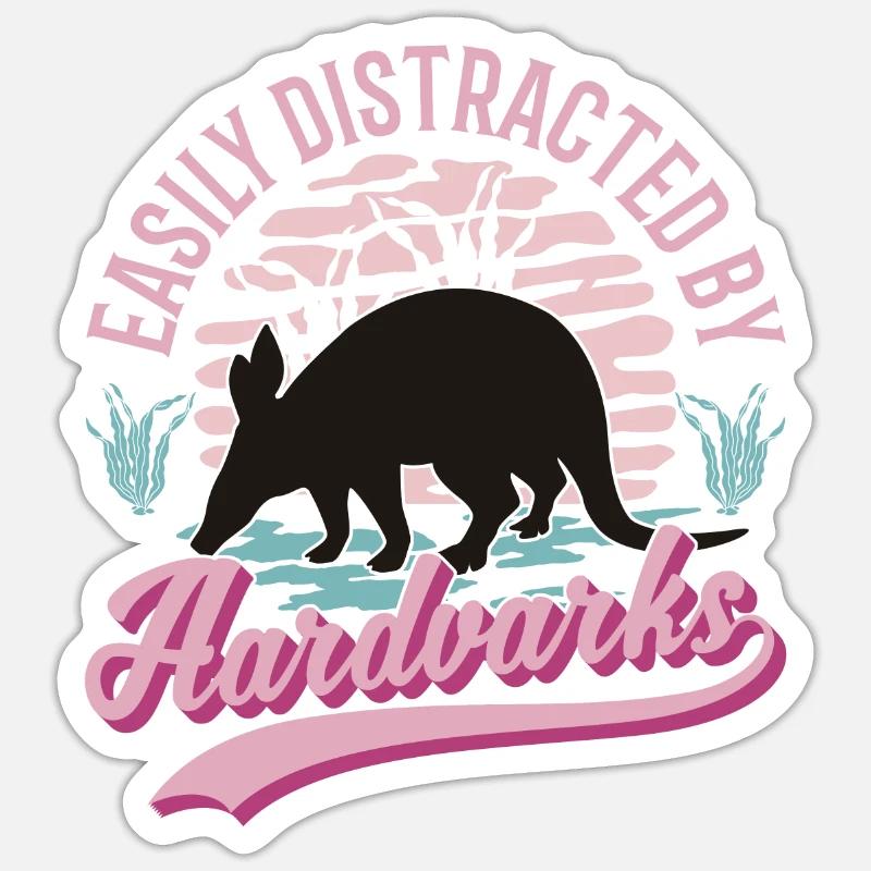 Easily distracted by Aardvarks Erdferkel - Sticker Größe S (10 x 10 cm) - Mattweiß