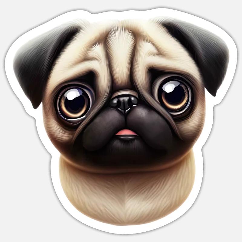 Illustration de style carlin - Sticker taille S (10 x 10 cm) - blanc mat