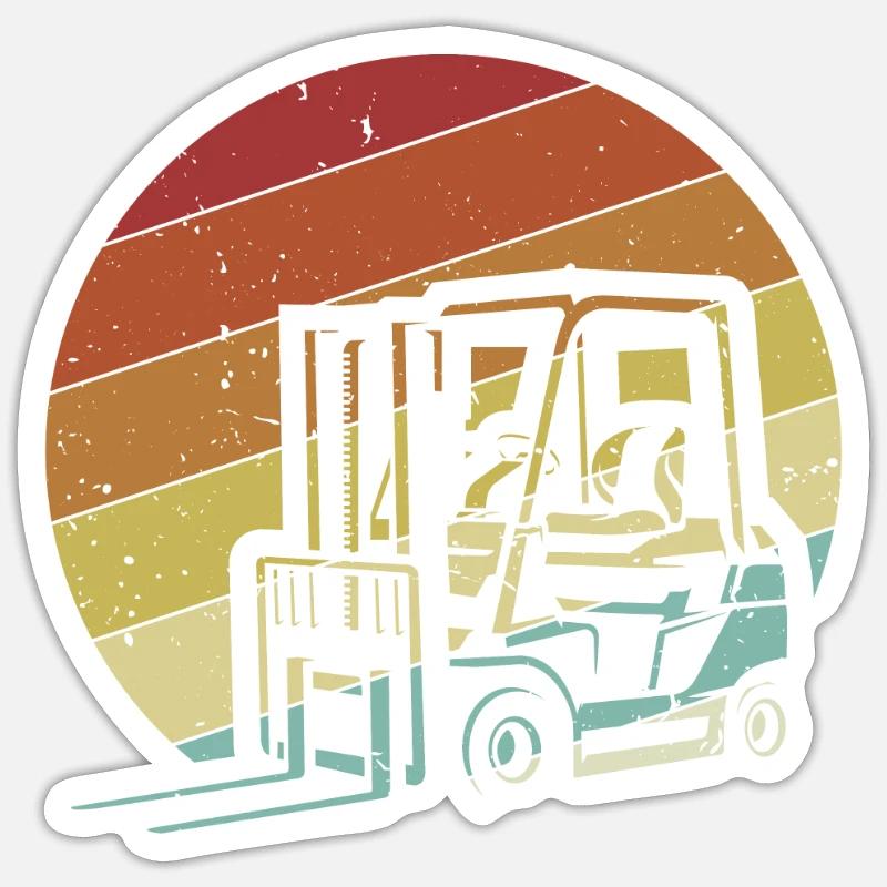 Chariot élévateur tout-terrain rétro - Sticker taille S (10 x 10 cm) - blanc mat