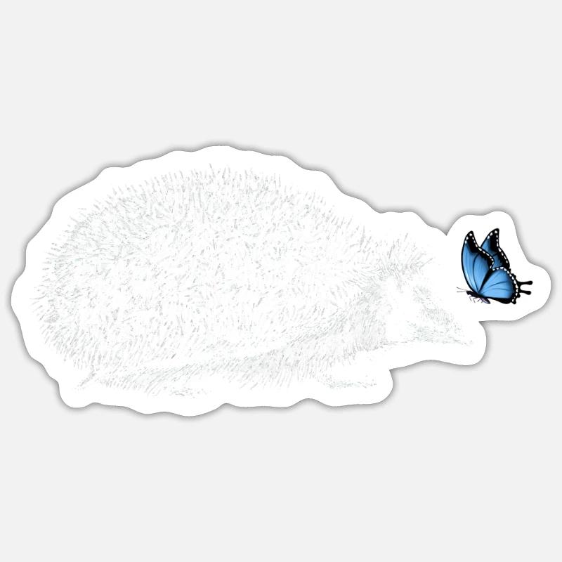Hérisson avec papillon - Sticker taille S (10 x 10 cm) - blanc mat