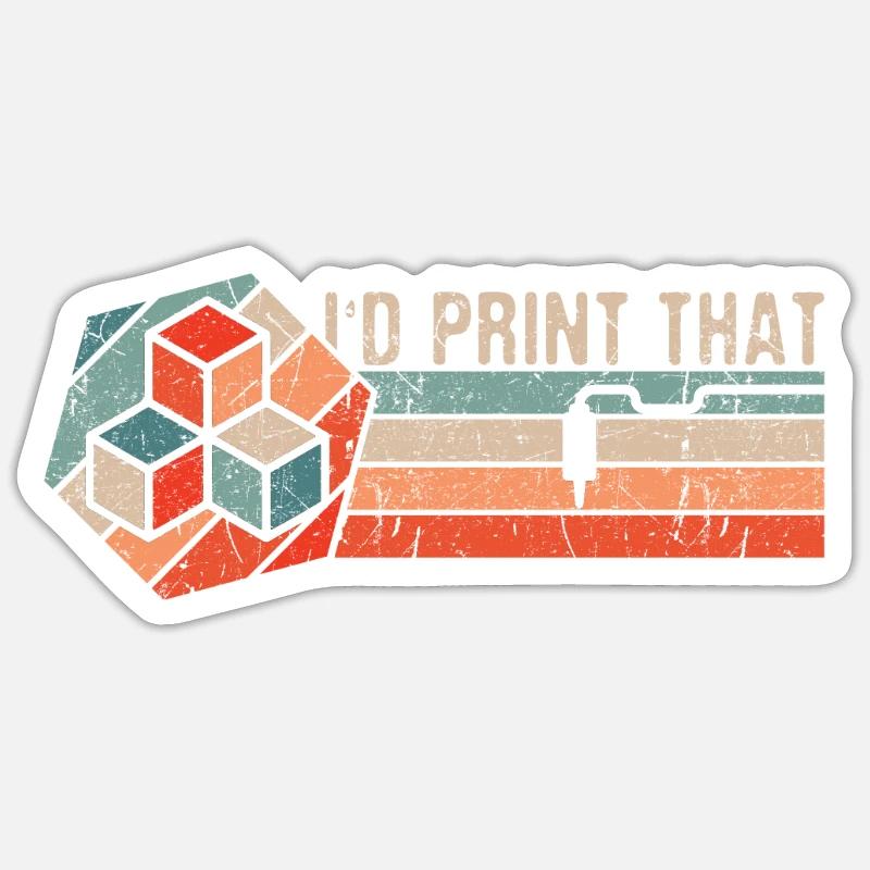 Impression 3D Imprimante 3D Retro Design Slice Print Sticker taille S (10 x 10 cm)
