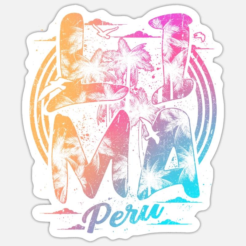 Lima Pérou Vacances Souvenirs - Sticker taille S (10 x 10 cm) - blanc mat