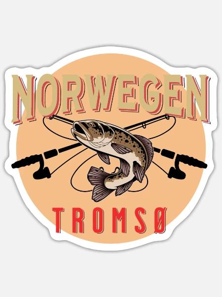 Angelurlaub Angeltour in Norwegen Tromsø - Sticker Größe S (10 x 10 cm) - Mattweiß