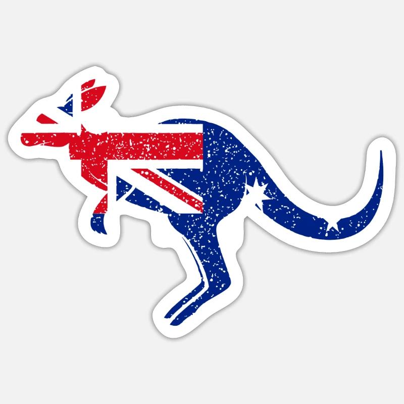 Kangaroo Australian Flag - Australia Pride Austral - Sticker size S (10 x 10 cm) - white matte