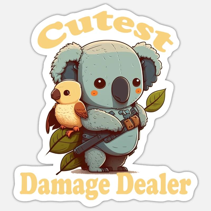Cute damage causer koala bear with small vog Sticker size S (10 x 10 cm)
