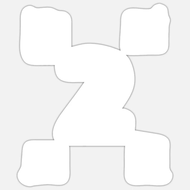 number 2 initial - Sticker size S (10 x 10 cm) - white matte