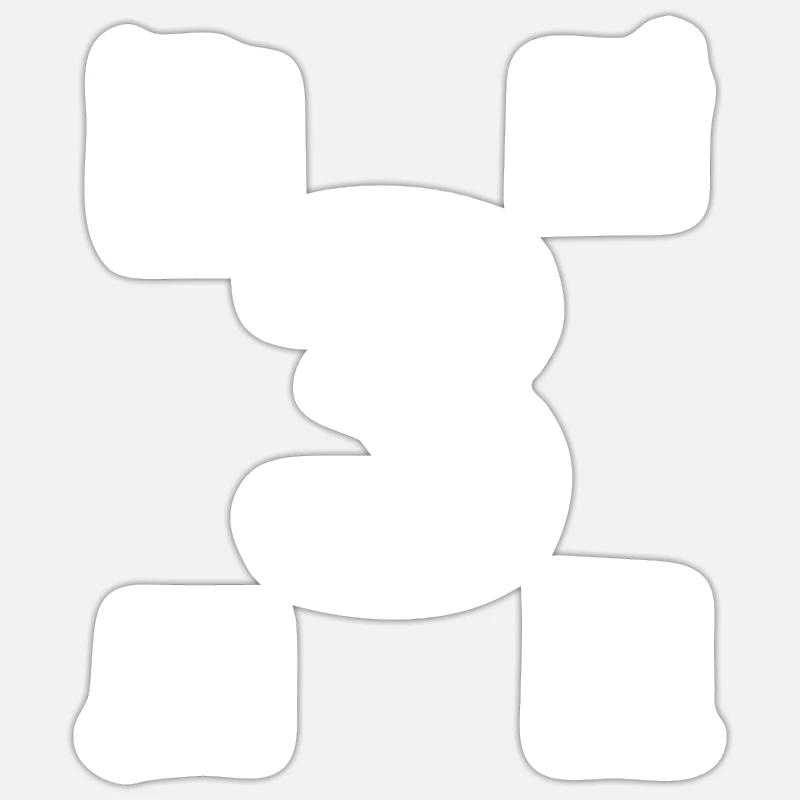 number 3 initial - Sticker size S (10 x 10 cm) - white matte