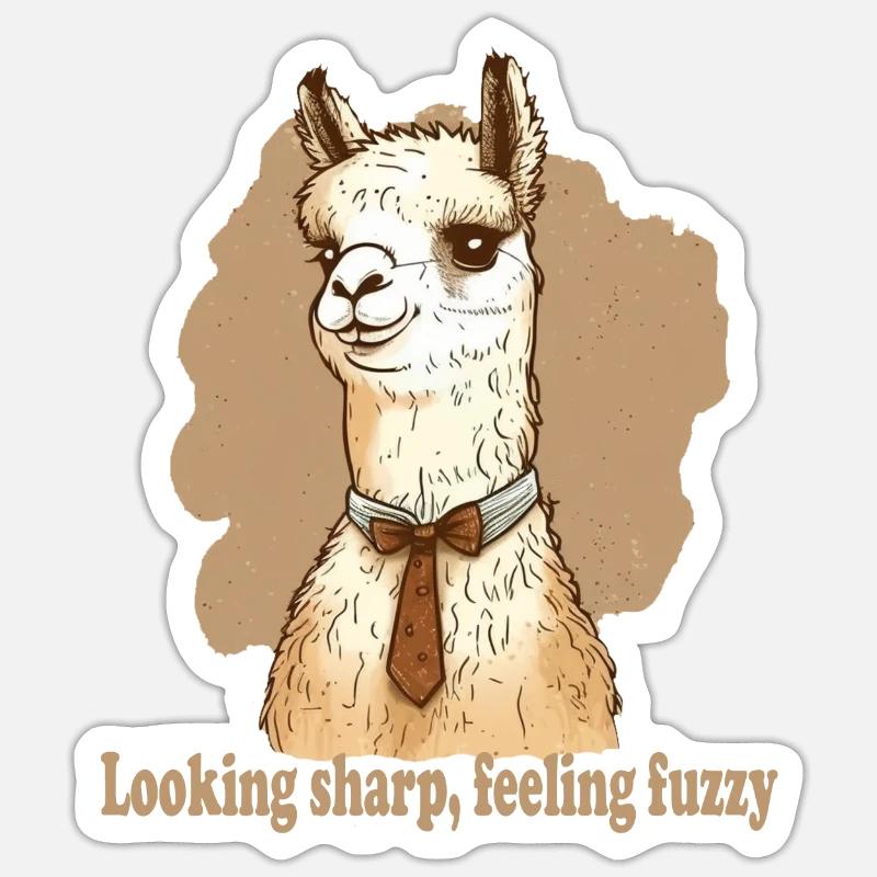 Looking sharp feeling fuzzy llama - Sticker size S (10 x 10 cm) - white matte