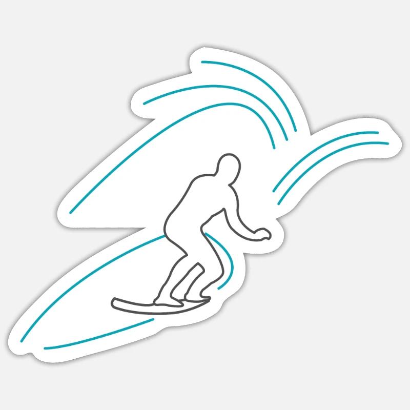 Surfer comic style Sticker size S (10 x 10 cm)