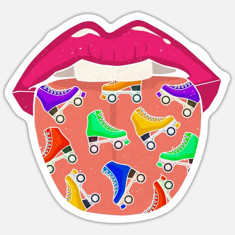 Roller Skates Roller Skating Cool - Sticker taille S (10 x 10 cm) - blanc mat