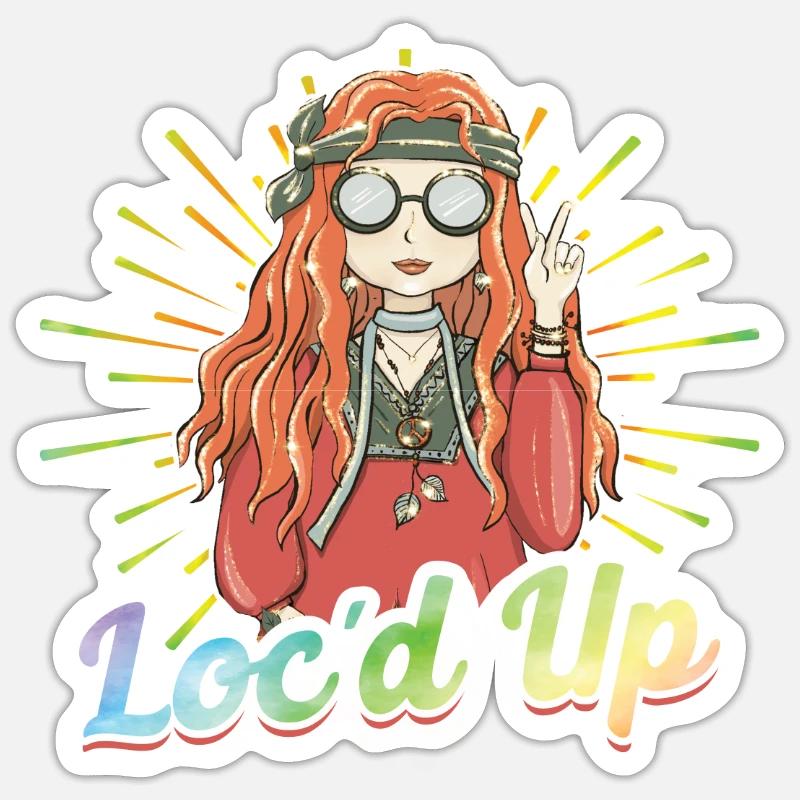 Hippie Dreadlocks Rasta - Sticker taille S (10 x 10 cm) - blanc mat