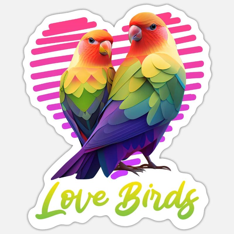 Inséparables Perroquets Amis Oiseaux Amis Oiseaux Sticker taille S (10 x 10 cm)