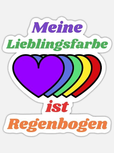 Lieblingsfarbe Regenbogen Herzen - Sticker Größe S (10 x 10 cm) - Mattweiß