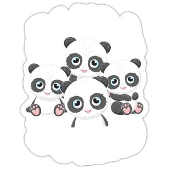 Panda Trupp - Sticker Größe S (10 x 10 cm) - Mattweiß - Vorne