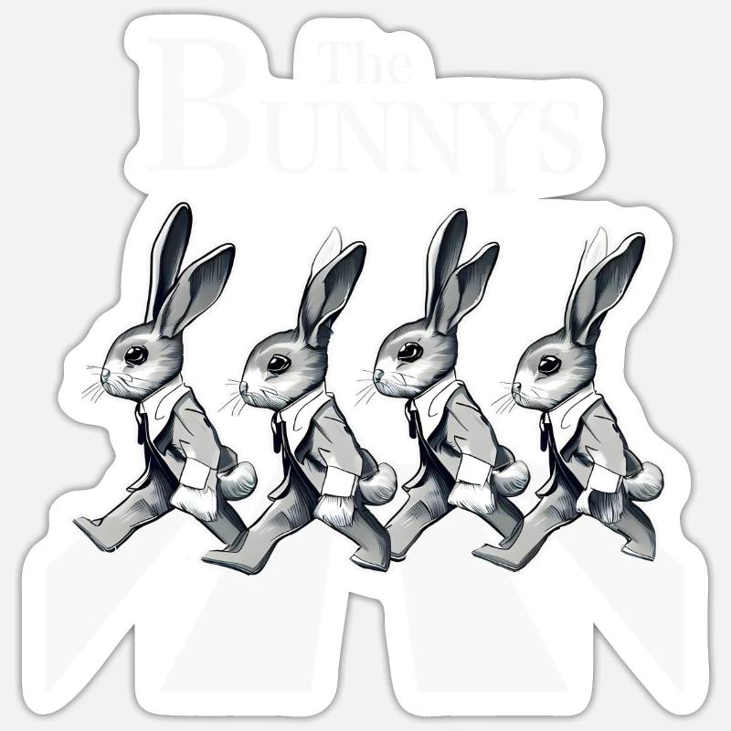 Lapins - Sticker taille S (10 x 10 cm) - blanc mat