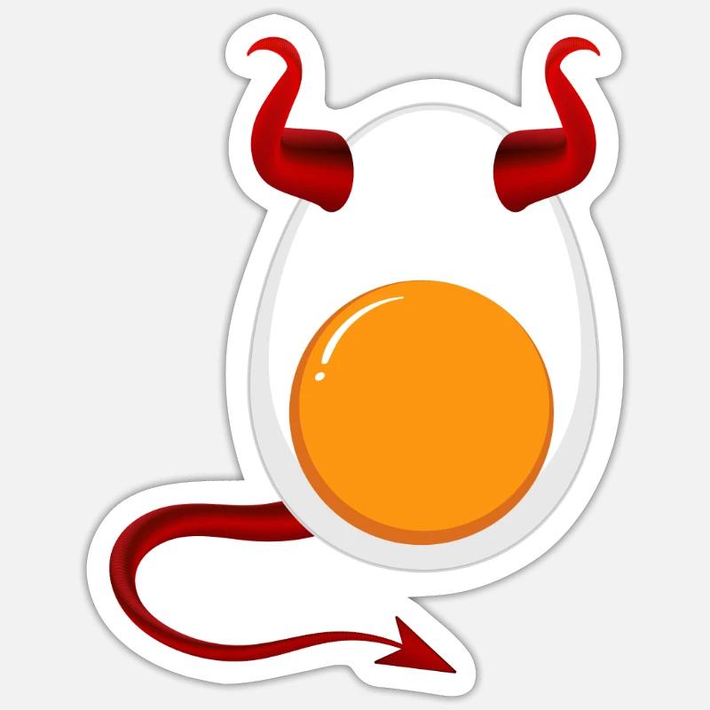 Drôle Halloween Devil Egg Food Lover Spooky - Sticker taille S (10 x 10 cm) - blanc mat