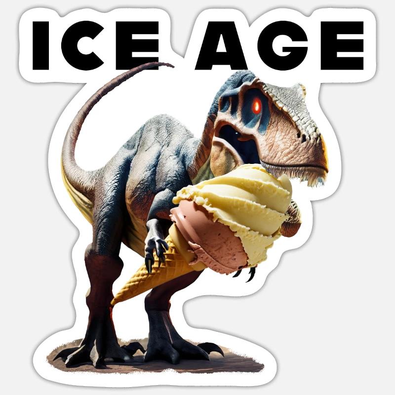 Eiszeit mit Dinosaurier - Sticker Größe S (10 x 10 cm) - Mattweiß
