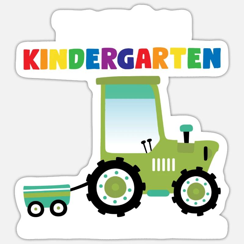 Schulkind Traktor Schulbeginn Geschenk - Sticker Größe S (10 x 10 cm) - Mattweiß