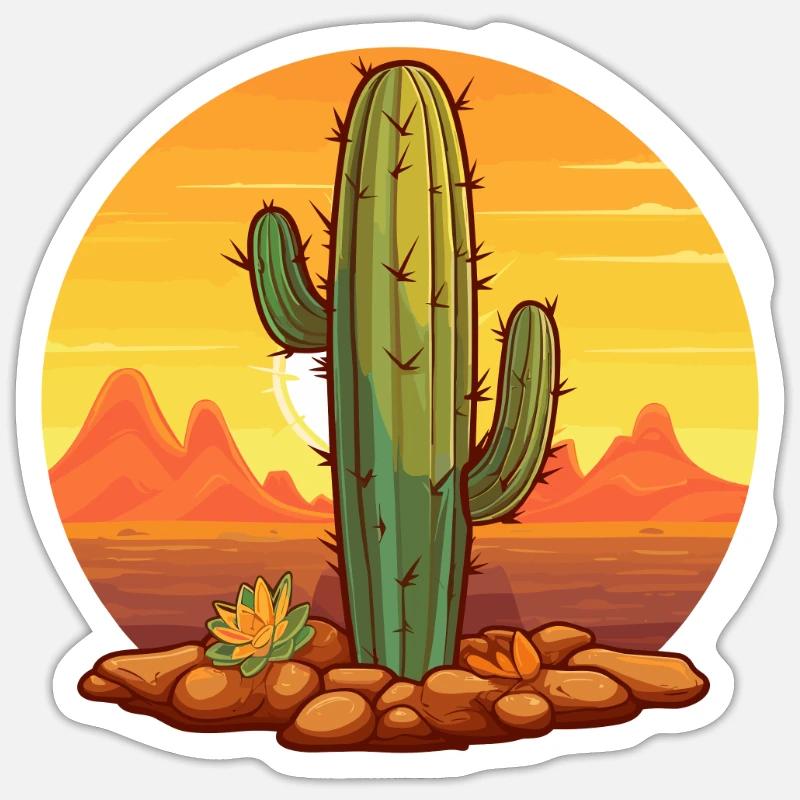 Cactus - Sticker taille S (10 x 10 cm) - blanc mat