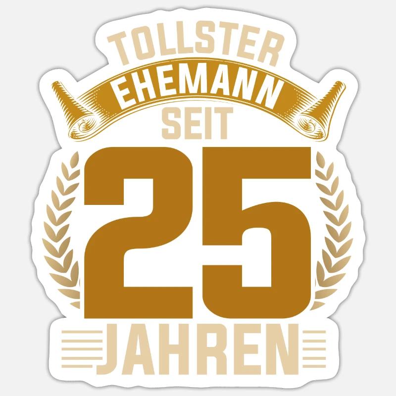 25 Jahre Silberhochzeit Ehemann Geschenk Hochzeit - Sticker Größe S (10 x 10 cm) - Mattweiß