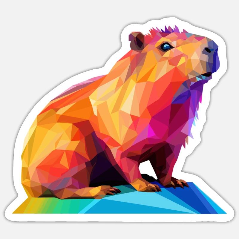 Capybara Low Polygon Design - Sticker size S (10 x 10 cm) - white matte