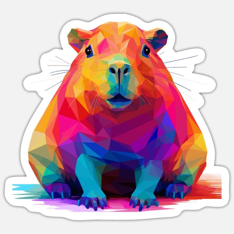 Capybara Low Polygon Design - Sticker size S (10 x 10 cm) - white matte