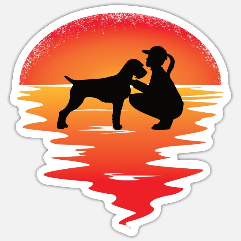 Hunde Deutsch Drahthaar Hundebesitzer - Sticker Größe S (10 x 10 cm) - Mattweiß