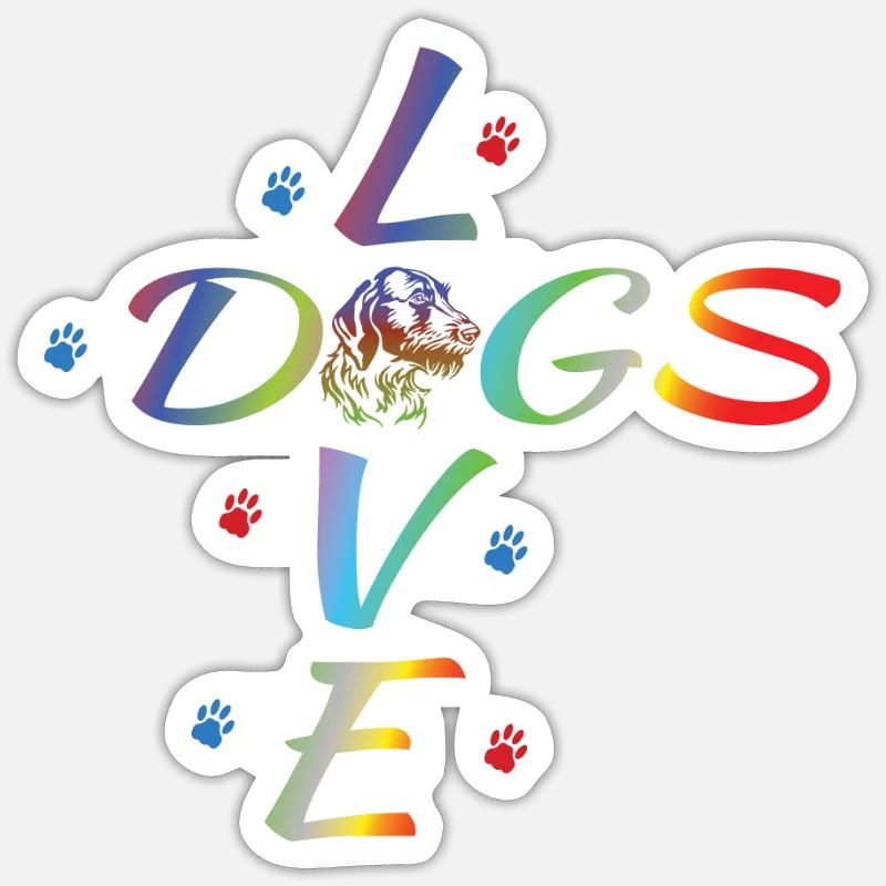 Hunde Deutsch Drahthaar Hundebesitzer - Sticker Größe S (10 x 10 cm) - Mattweiß