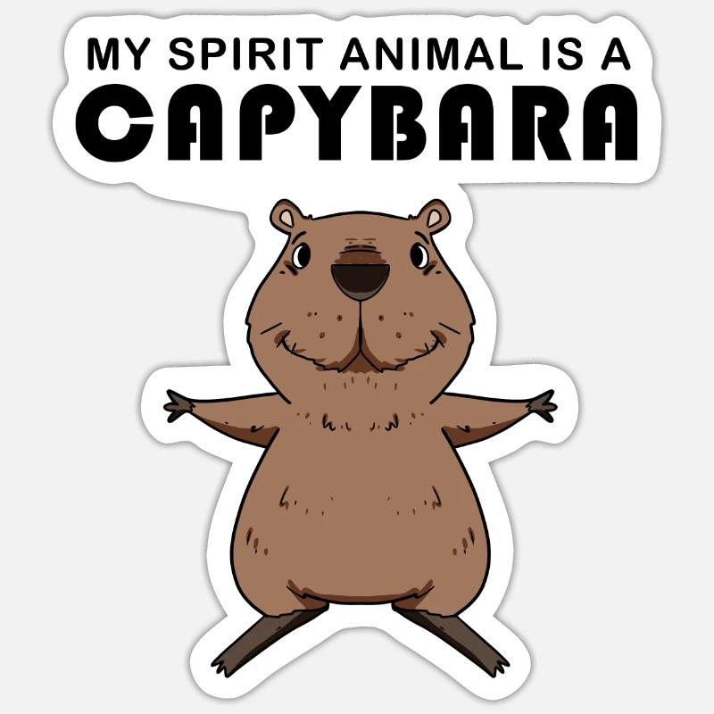 Capybara Capybara Cadeau - Sticker taille S (10 x 10 cm) - blanc mat