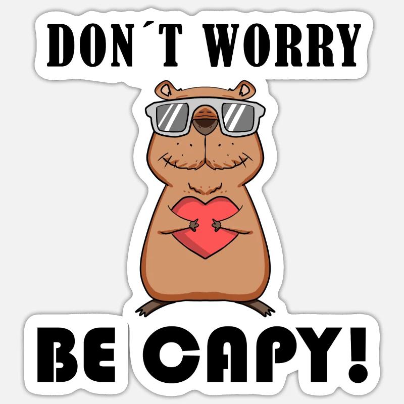 Capybara Capybara Cadeau - Sticker taille S (10 x 10 cm) - blanc mat