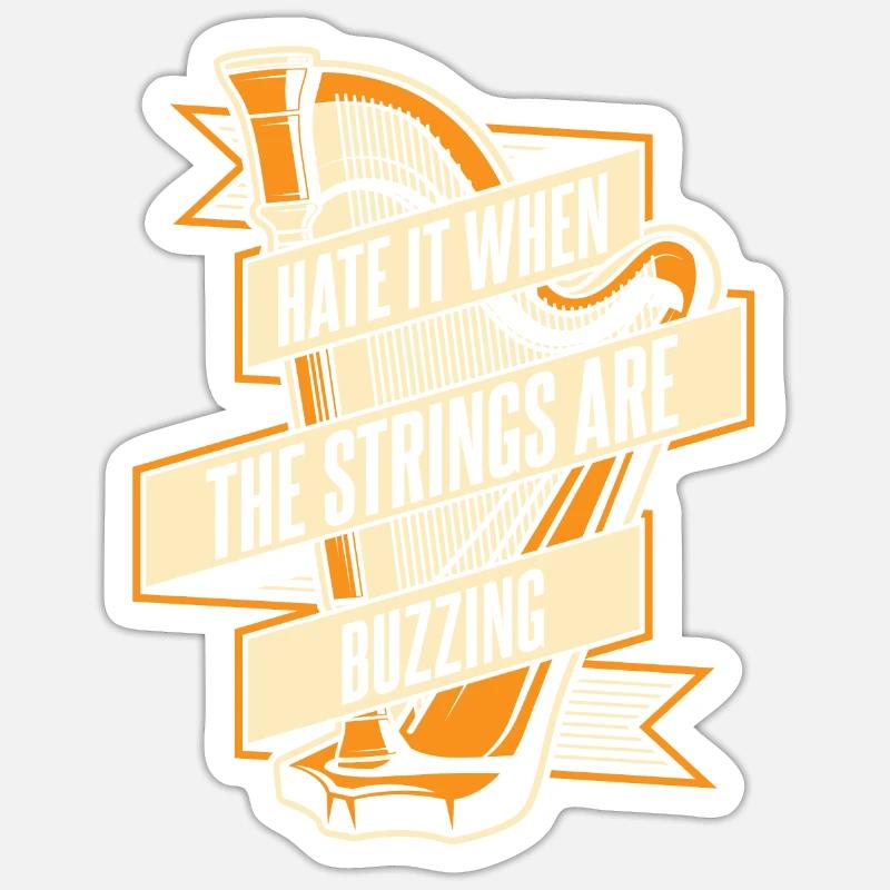 Hate It When The Strings Are Buzzing Harfe Sticker Größe S (10 x 10 cm)
