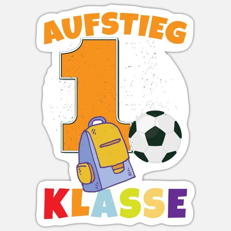 Aufstieg 1 Klasse Einschulung - Sticker Größe S (10 x 10 cm) - Mattweiß