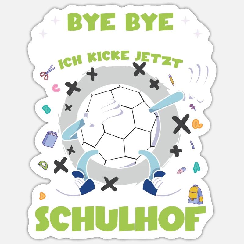 Fußball Einschulung Geschenk Schulanfang - Sticker Größe S (10 x 10 cm) - Mattweiß