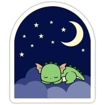Green Dragon sleeping - Sticker size S (10 x 10 cm) - white matte - Front