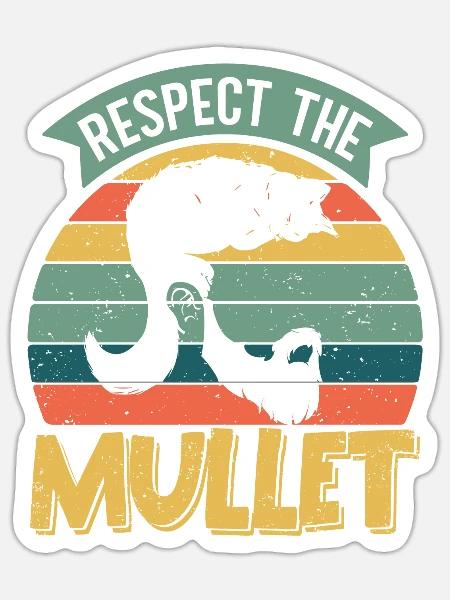 Mullet Frisur Vokuhila Frisur - Sticker Größe S (10 x 10 cm) - Mattweiß